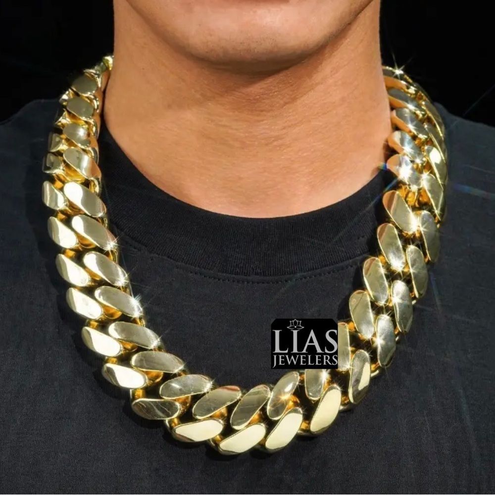 New 18k Yellow Gold filled Cuban Link Chain Necklace